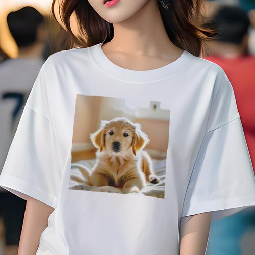 Tシャツ レディース 犬ファン 半袖 春夏 犬柄 プリント カジュアル かわいい 人間用 フィットネス ダンス ぬいぐるみ ゴールデンレトリバー ベッド 窓 Tシャツ レディース 犬ファン 半袖 春夏 犬柄 プリント カジュアル かわいい 人間用 フィットネス ダンス ぬいぐるみ ゴールデンレトリバー ベッド 窓