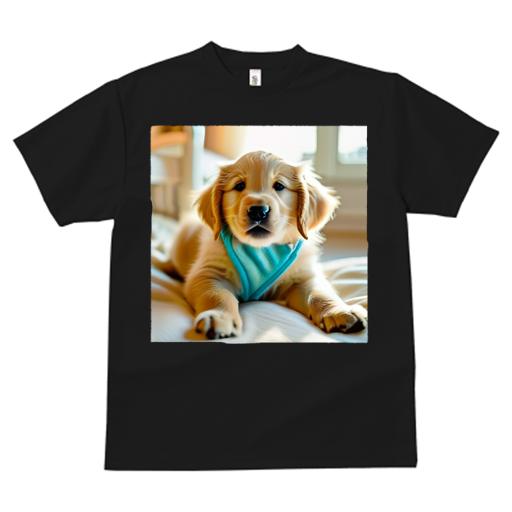Tシャツ レディース 犬ファン 半袖 春夏 犬柄 プリント カジュアル かわいい 人間用 フィットネス ダンス ベッド ゴールデンレトリバー 夕日 なだらかな毛