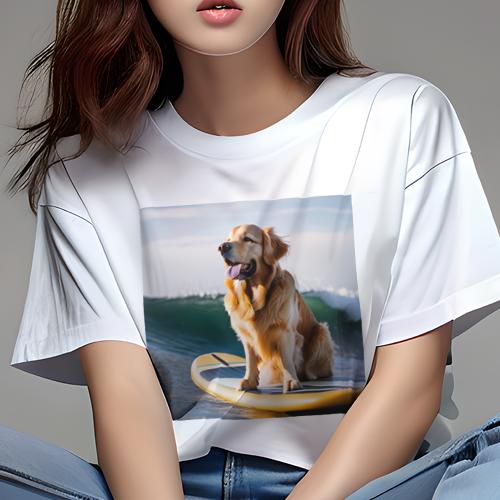 Tシャツ レディース 犬ファン 半袖 春夏 犬柄 プリント カジュアル かわいい 人間用 フィットネス ダンス サーフボード ゴールデンレトリバー 海 波 Tシャツ レディース 犬ファン 半袖 春夏 犬柄 プリント カジュアル かわいい 人間用 フィットネス ダンス サーフボード ゴールデンレトリバー 海 波