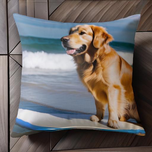 サーフボード ゴールデンレトリバー 海 波 砂浜 クッションカバー 45×45cm アニマル柄 おしゃれ 可愛い クッション本体付き 正方形 犬ファン サーフボード ゴールデンレトリバー 海 波 砂浜 クッションカバー 45×45cm アニマル柄 おしゃれ 可愛い クッション本体付き 正方形 犬ファン