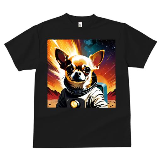 Tシャツ レディース 犬ファン 半袖 春夏 犬柄 プリント カジュアル かわいい 人間用 フィットネス ダンス 宇宙 チワワ ギャラクシー レトロ スペーススーツ 宇宙探査