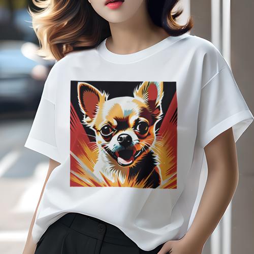 Tシャツ レディース 犬ファン 半袖 春夏 犬柄 プリント カジュアル かわいい 人間用 フィットネス ダンス ポップアート チワワ カラフル 笑顔 Tシャツ レディース 犬ファン 半袖 春夏 犬柄 プリント カジュアル かわいい 人間用 フィットネス ダンス ポップアート チワワ カラフル 笑顔