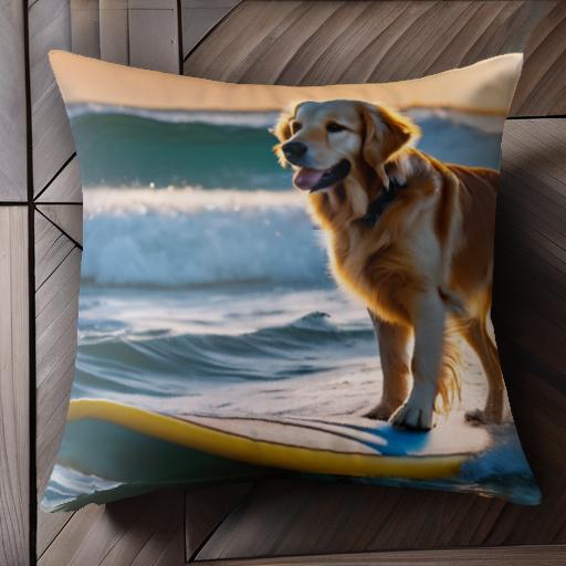 サーフィン ゴールデンレトリバー 海 波 夕日 サーフボード クッションカバー 45×45cm アニマル柄 おしゃれ 可愛い クッション本体付き 正方形 犬ファン サーフィン ゴールデンレトリバー 海 波 夕日 サーフボード クッションカバー 45×45cm アニマル柄 おしゃれ 可愛い クッション本体付き 正方形 犬ファン