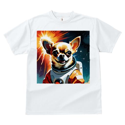 Tシャツ レディース 犬ファン 半袖 春夏 犬柄 プリント カジュアル かわいい 人間用 フィットネス ダンス 宇宙 チワワ 宇宙服 宇宙飛行士
