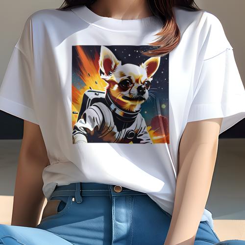 Tシャツ レディース 犬ファン 半袖 春夏 犬柄 プリント カジュアル かわいい 人間用 フィットネス ダンス 宇宙 チワワ スペーススーツ 星 プラネット Tシャツ レディース 犬ファン 半袖 春夏 犬柄 プリント カジュアル かわいい 人間用 フィットネス ダンス 宇宙 チワワ スペーススーツ 星 プラネット