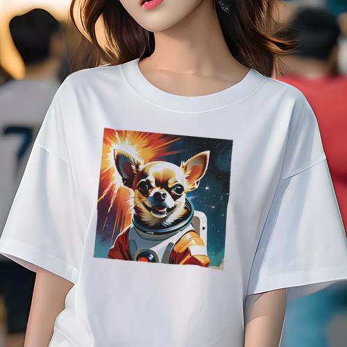 Tシャツ レディース 犬ファン 半袖 春夏 犬柄 プリント カジュアル かわいい 人間用 フィットネス ダンス 宇宙 チワワ 宇宙服 宇宙飛行士 Tシャツ レディース 犬ファン 半袖 春夏 犬柄 プリント カジュアル かわいい 人間用 フィットネス ダンス 宇宙 チワワ 宇宙服 宇宙飛行士