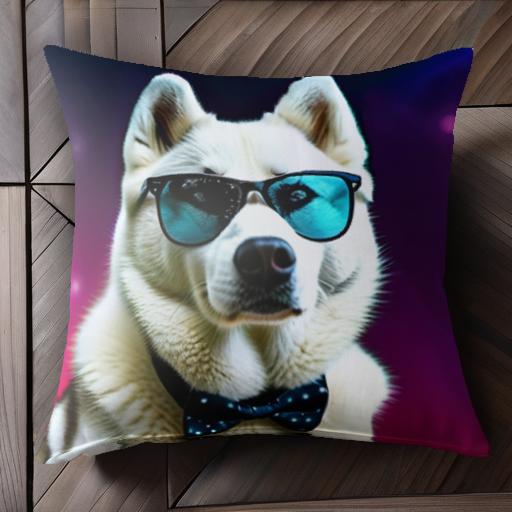 サングラス シベリアンハスキー 蝶ネクタイ 宇宙 夜空 クッションカバー 45×45cm アニマル柄 おしゃれ 可愛い クッション本体付き 正方形 犬ファン