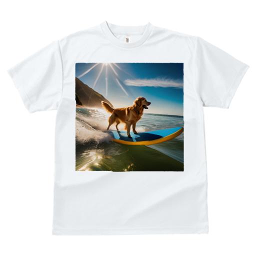 Tシャツ メンズ キッズ 犬ファン 半袖 春夏 犬柄 プリント カジュアル かわいい 人間用 フィットネス ダンス サーフィン ゴールデンレトリバー 海 波 太陽