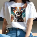 Tシャツ レディース 犬ファン 半袖 春夏 犬柄 プリント カジュアル かわいい 人間用 フィットネス ダンス 宇宙 チワワ 惑星 宇宙飛行士 ヘルメット SF(4)