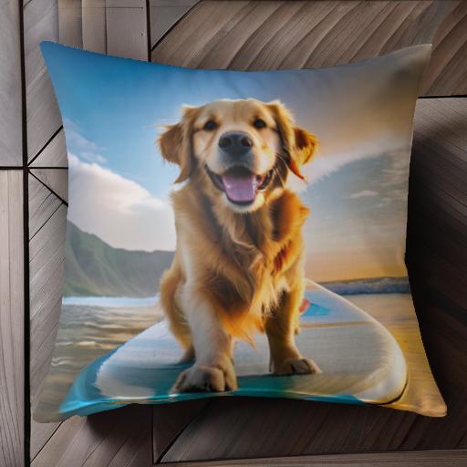 サーフボード ゴールデンレトリバー 海 夕日 ビーチ 波 クッションカバー 45×45cm アニマル柄 おしゃれ 可愛い クッション本体付き 正方形 犬ファン サーフボード ゴールデンレトリバー 海 夕日 ビーチ 波 クッションカバー 45×45cm アニマル柄 おしゃれ 可愛い クッション本体付き 正方形 犬ファン