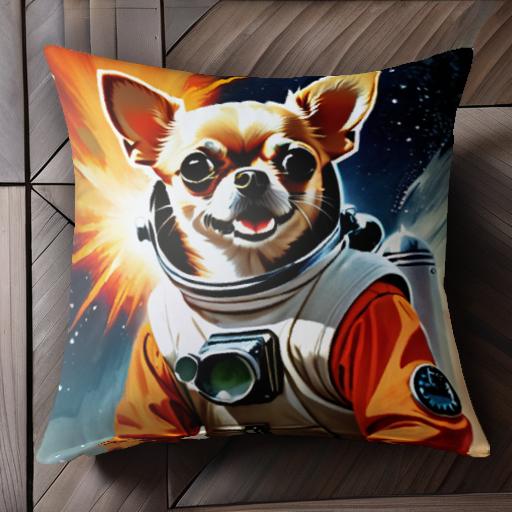 宇宙 チワワ 宇宙服 宇宙飛行士 星 クッションカバー 45×45cm アニマル柄 おしゃれ 可愛い クッション本体付き 正方形 犬ファン