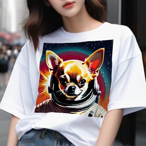 Tシャツ メンズ キッズ 犬ファン 半袖 春夏 犬柄 プリント カジュアル かわいい 人間用 フィットネス ダンス 宇宙 チワワ 宇宙飛行士 宇宙服 星 カラフル