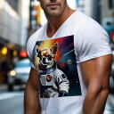 Tシャツ メンズ キッズ 犬ファン 半袖 春夏 犬柄 プリント カジュアル かわいい 人間用 フィットネス ダンス 宇宙飛行士 チワワ 宇宙 惑星 スターウォーズ