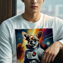長袖Tシャツ 人間用 メンズ 秋春夏 プリント レジャー アウトドア カジュアル かわいい 犬ファン 宇宙飛行士 チワワ 宇宙 惑星 スターウォーズ