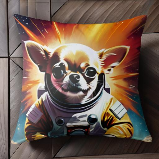 宇宙飛行士 チワワ 爆発 宇宙 クッションカバー 45×45cm アニマル柄 おしゃれ 可愛い クッション本体付き 正方形 犬ファン