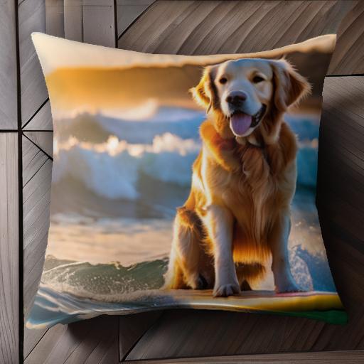 サーフィン ゴールデンレトリバー 夕日 海 波 クッションカバー 45×45cm アニマル柄 おしゃれ 可愛い クッション本体付き 正方形 犬ファン サーフィン ゴールデンレトリバー 夕日 海 波 クッションカバー 45×45cm アニマル柄 おしゃれ 可愛い クッション本体付き 正方形 犬ファン