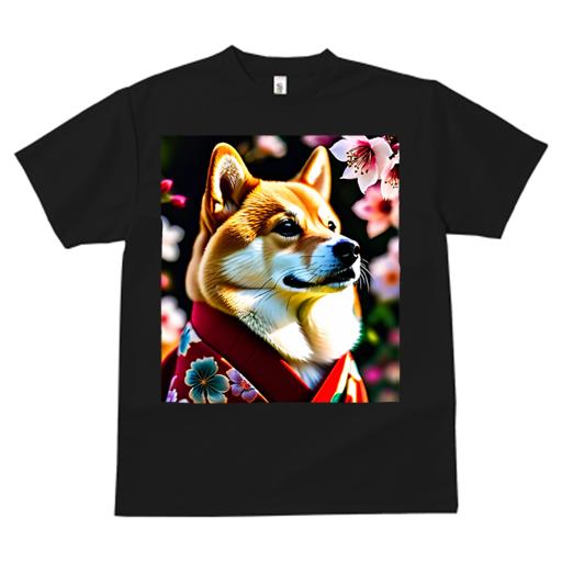 Tシャツ メンズ キッズ 犬ファン 半袖 春夏 犬柄 プリント カジュアル かわいい 人間用 フィットネス ダンス 着物 柴犬 桜の花 和風