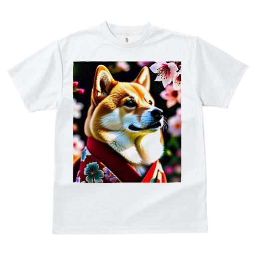 Tシャツ メンズ キッズ 犬ファン 半袖 春夏 犬柄 プリント カジュアル かわいい 人間用 フィットネス ダンス 着物 柴犬 桜の花 和風