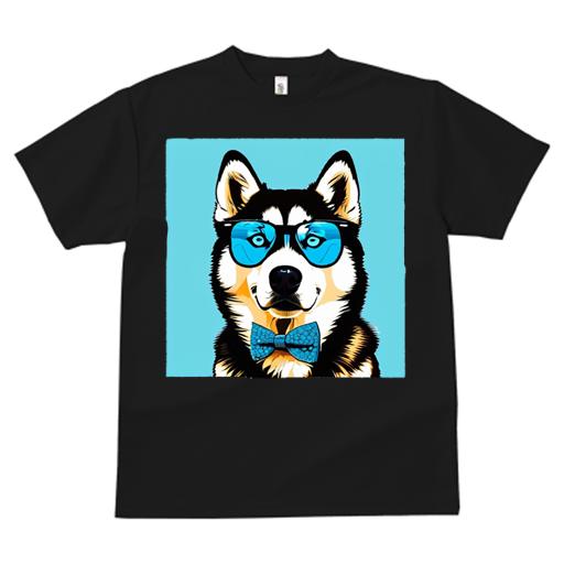 Tシャツ レディース 犬ファン 半袖 春夏 犬柄 プリント カジュアル かわいい 人間用 フィットネス ダンス メガネ シベリアンハスキー 蝶ネクタイ