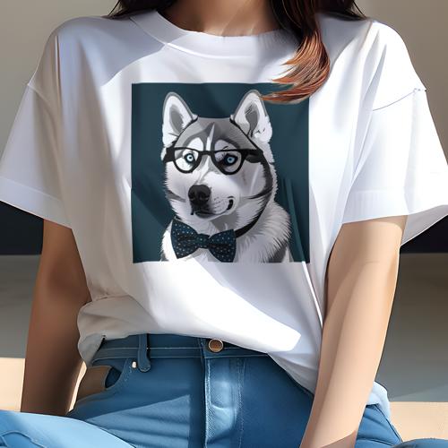 Tシャツ レディース 犬ファン 半袖 春夏 犬柄 プリント カジュアル かわいい 人間用 フィットネス ダンス 眼鏡 シベリアンハスキー 蝶ネクタイ Tシャツ レディース 犬ファン 半袖 春夏 犬柄 プリント カジュアル かわいい 人間用 フィットネス ダンス 眼鏡 シベリアンハスキー 蝶ネクタイ