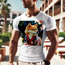 Tシャツ メンズ キッズ 犬ファン 半袖 春夏 犬柄 プリント カジュアル かわいい 人間用 フィットネス ダンス 桜 柴犬 和服 花