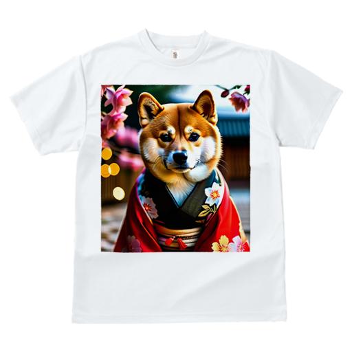 Tシャツ レディース 犬ファン 半袖 春夏 犬柄 プリント カジュアル かわいい 人間用 フィットネス ダンス 着物 柴犬 桜 和風 背景ライト 日本庭園
