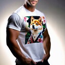 Tシャツ メンズ キッズ 犬ファン 半袖 春夏 犬柄 プリント カジュアル かわいい 人間用 フィットネス ダンス 花 柴犬 和服