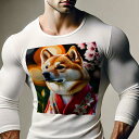 長袖Tシャツ 人間用 メンズ 秋春夏 プリント レジャー アウトドア カジュアル かわいい 犬ファン 桜 柴犬 和服 ライト