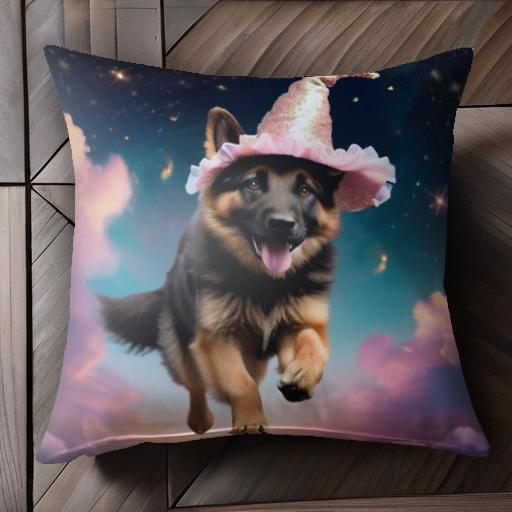 魔法の帽子 ジャーマンシェパードドッグ 空 星 雲 夕焼け クッションカバー 45×45cm アニマル柄 おしゃ..