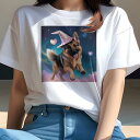 Tシャツ レディース 犬ファン 半袖 春夏 犬柄 プリント カジュアル かわいい 人間用 フィットネス ダンス 魔法の帽子 ジャーマンシェパードドッグ ハート 星 夜空 雲(4)