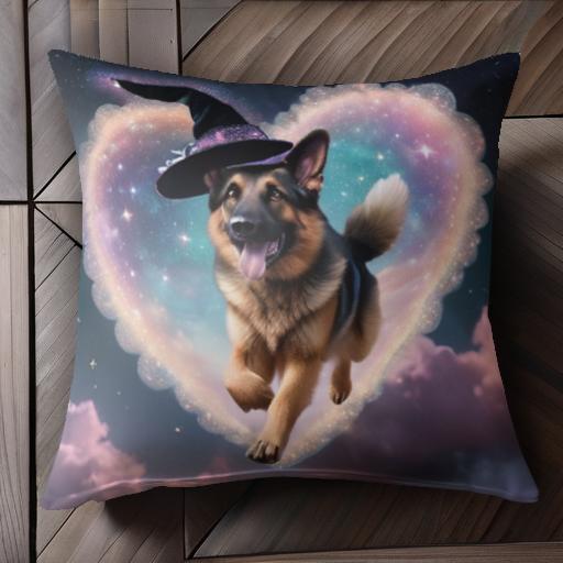 魔女の帽子 ジャーマンシェパード ハート 夜空 星 雲 クッションカバー 45×45cm アニマル柄 おしゃれ 可愛い クッション本体付き 正方形 犬ファン 魔女の帽子 ジャーマンシェパード ハート 夜空 星 雲 クッションカバー 45×45cm アニマル柄 おしゃれ 可愛い クッション本体付き 正方形 犬ファン