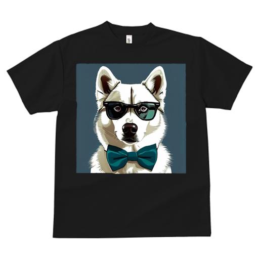 Tシャツ メンズ キッズ 犬ファン 半袖 春夏 犬柄 プリント カジュアル かわいい 人間用 フィットネス ダンス サングラス ハスキー 蝶ネクタイ 漫画風