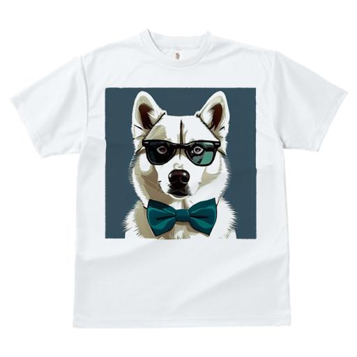 Tシャツ メンズ キッズ 犬ファン 半袖 春夏 犬柄 プリント カジュアル かわいい 人間用 フィットネス ダンス サングラス ハスキー 蝶ネクタイ 漫画風