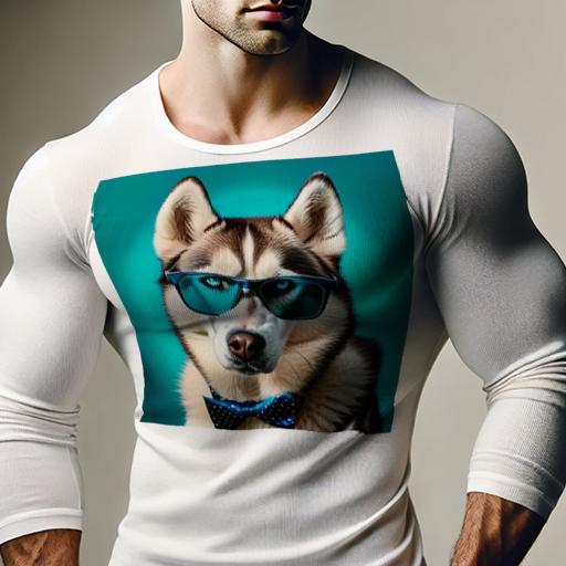 長袖Tシャツ 人間用 メンズ 秋春夏 プリント レジャー アウトドア カジュアル かわいい 犬ファン サングラス シベリアンハスキー 蝶ネクタイ