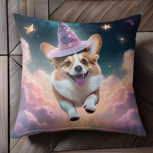 魔法使いの帽子 コーギー 星 雲 クッションカバー 45×45cm アニマル柄 おしゃれ 可愛い クッション本体付き 正方形 犬ファン 魔法使いの帽子 コーギー 星 雲 クッションカバー 45×45cm アニマル柄 おしゃれ 可愛い クッション本体付き 正方形 犬ファン