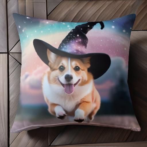 魔法の帽子 コーギー 夜空 星 虹 ファンタジー クッションカバー 45×45cm アニマル柄 おしゃれ 可愛い クッション本体付き 正方形 犬ファン 魔法の帽子 コーギー 夜空 星 虹 ファンタジー クッションカバー 45×45cm アニマル柄 おしゃれ 可愛い クッション本体付き 正方形 犬ファン