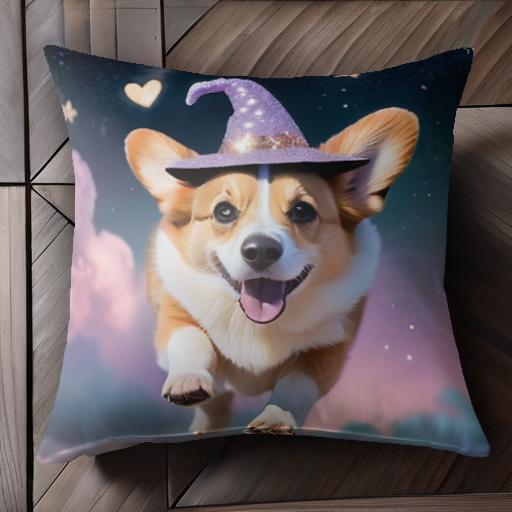 魔法帽子 ウェルシュコーギー 夜空 星 雲 クッションカバー 45×45cm アニマル柄 おしゃれ 可愛い クッション本体付き 正方形 犬ファン 魔法帽子 ウェルシュコーギー 夜空 星 雲 クッションカバー 45×45cm アニマル柄 おしゃれ 可愛い クッション本体付き 正方形 犬ファン