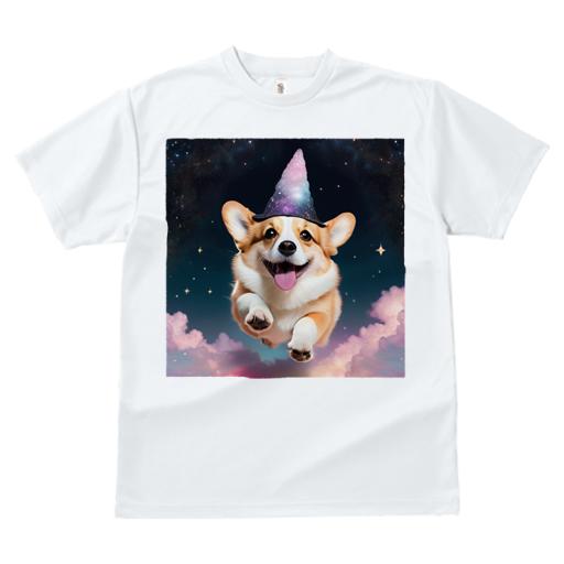Tシャツ レディース 犬ファン 半袖 春夏 犬柄 プリント カジュアル かわいい 人間用 フィットネス ダンス 帽子 コーギー 星空 雲