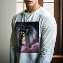 長袖Tシャツ 人間用 メンズ 秋春夏 プリント レジャー アウトドア カジュアル かわいい 犬ファン ハート コーギー 魔法の帽子 星空 雲