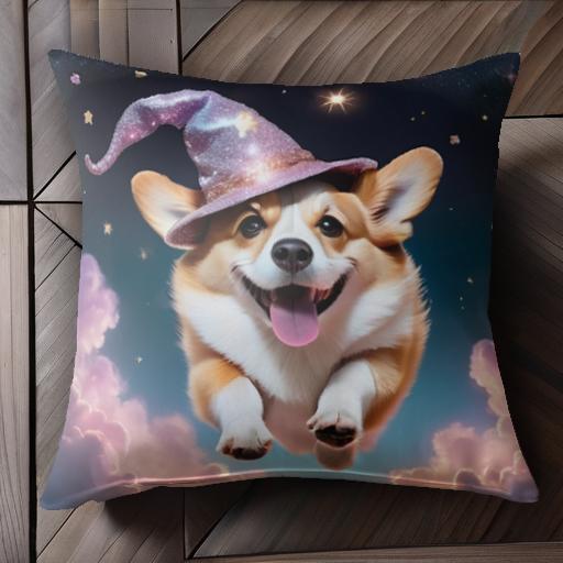 魔法の帽子 コーギー 星空 夢幻 雲 星 クッションカバー 45×45cm アニマル柄 おしゃれ 可愛い クッション本体付き 正方形 犬ファン 魔法の帽子 コーギー 星空 夢幻 雲 星 クッションカバー 45×45cm アニマル柄 おしゃれ 可愛い クッション本体付き 正方形 犬ファン