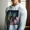 長袖Tシャツ 人間用 メンズ 秋春夏 プリント レジャー アウトドア カジュアル かわいい 犬ファン 星 コーギー 雲 魔法帽 夢