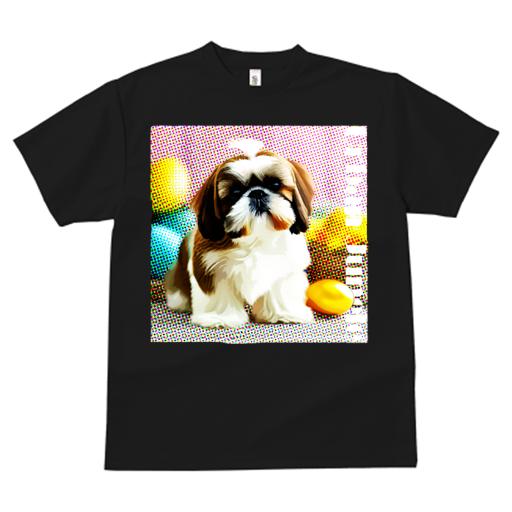Tシャツ レディース 犬ファン 半袖 春夏 犬柄 プリント カジュアル かわいい 人間用 フィットネス ダンス カラフルな玉 シーズー ポップアート