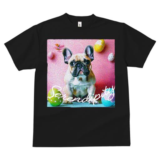 Tシャツ レディース 犬ファン 半袖 春夏 犬柄 プリント カジュアル かわいい 人間用 フィットネス ダンス イースターエッグ フレンチブルドッグ ピンクの背景 カラフルな卵 可愛い犬