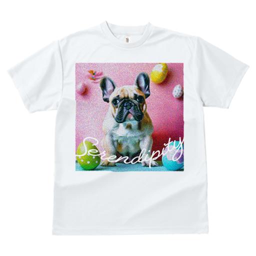 Tシャツ レディース 犬ファン 半袖 春夏 犬柄 プリント カジュアル かわいい 人間用 フィットネス ダンス イースターエッグ フレンチブルドッグ ピンクの背景 カラフルな卵 可愛い犬