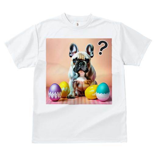 Tシャツ レディース 犬ファン 半袖 春夏 犬柄 プリント カジュアル かわいい 人間用 フィットネス ダンス イースターエッグ フレンチブルドッグ クエスチョンマーク