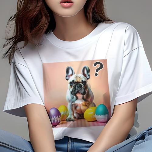 Tシャツ レディース 犬ファン 半袖 春夏 犬柄 プリント カジュアル かわいい 人間用 フィットネス ダンス イースターエッグ フレンチブルドッグ クエスチョンマーク Tシャツ レディース 犬ファン 半袖 春夏 犬柄 プリント カジュアル かわいい 人間用 フィットネス ダンス イースターエッグ フレンチブルドッグ クエスチョンマーク