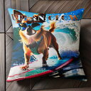 サングラス チワワ サーフボード 波 クッションカバー 45×45cm アニマル柄 おしゃれ 可愛い クッション本体付き 正方形 犬ファン