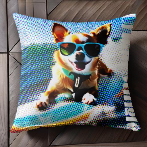 サングラス チワワ サーフィン クッションカバー 45×45cm アニマル柄 おしゃれ 可愛い クッション本体付き 正方形 犬ファン サングラス チワワ サーフィン クッションカバー 45×45cm アニマル柄 おしゃれ 可愛い クッション本体付き 正方形 犬ファン