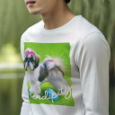 長袖Tシャツ 人間用 メンズ 秋春夏 プリント レジャー アウトドア カジュアル かわいい 犬ファン リボン シーズー たまご