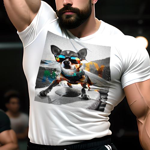 Tシャツ メンズ キッズ 犬ファン 半袖 春夏 犬柄 プリント カジュアル かわいい 人間用 フィットネス ダンス サングラス チワワ サーフィン